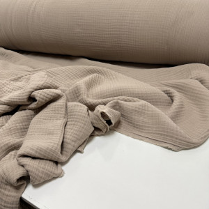 Муслин четырехслойный жатый пыльный капучино