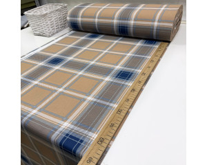 Ранфорс шотландка сине-бежевая