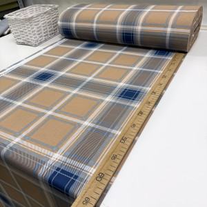 Ранфорс шотландка сине-бежевая