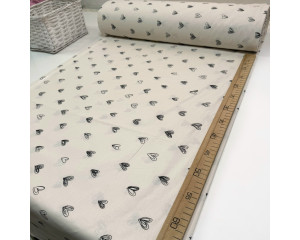 Ранфорс сердечки черные на кремовом F