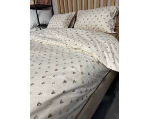 Ранфорс сердечки черные на кремовом F