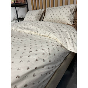 Ранфорс сердечки черные на кремовом F