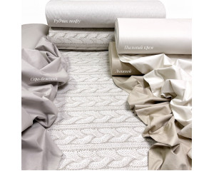 Ранфорс вязаный узор серо-бежевый