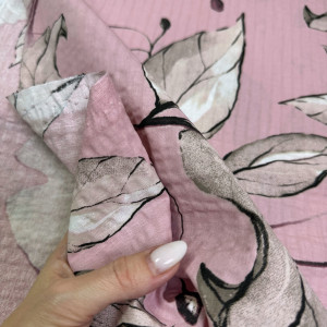 Ранфорс жатый маки брусника на пудре