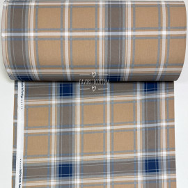 Ранфорс шотландка сине-бежевая