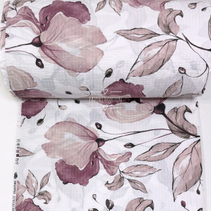 Ранфорс жатый маки брусника на белом