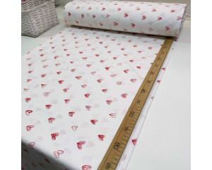 Ранфорс сердечки красные на белом F