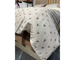 Ранфорс сердечки черные на кремовом F