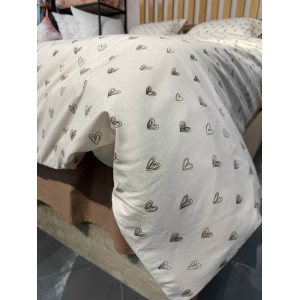 Ранфорс сердечки черные на кремовом F