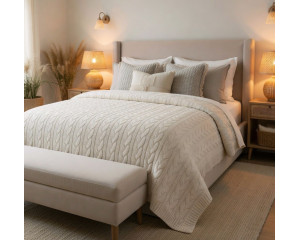 Ранфорс вязаный узор серо-бежевый