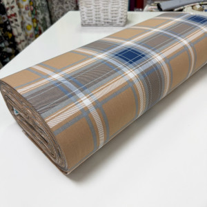 Ранфорс шотландка сине-бежевая