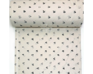 Ранфорс сердечки черные на кремовом F