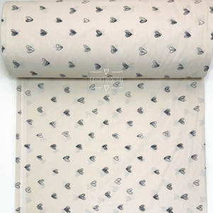 Ранфорс сердечки черные на кремовом F