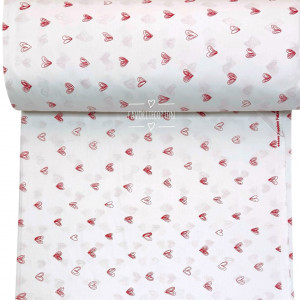 Ранфорс сердечки красные на белом F