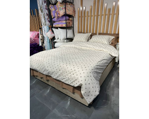 Ранфорс сердечки черные на кремовом F