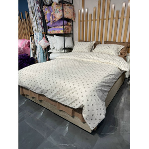 Ранфорс сердечки черные на кремовом F