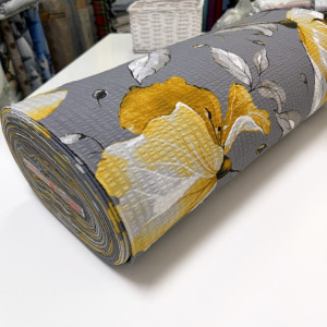 Ранфорс жатый маки желтые на сером