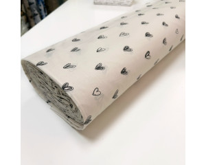 Ранфорс сердечки черные на кремовом F