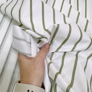 Ранфорс полоска оливковая на белом