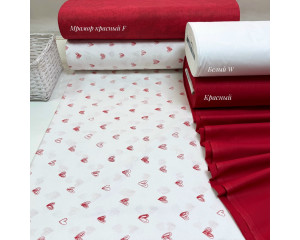 Ранфорс сердечки красные на белом F