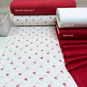 Ранфорс сердечки красные на белом F