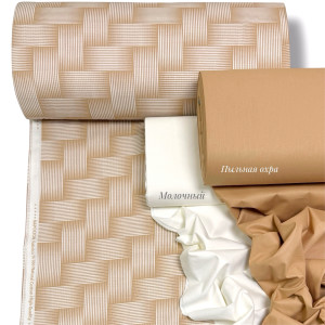 Ранфорс плетеный орнамент бежевый