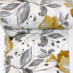 Ранфорс жатый маки желтые на белом