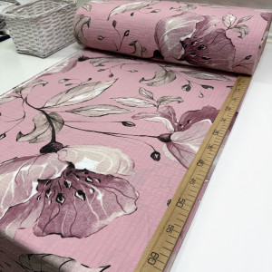 Ранфорс жатый маки брусника на пудре