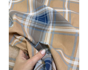 Ранфорс шотландка сине-бежевая