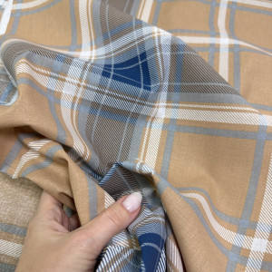 Ранфорс шотландка сине-бежевая