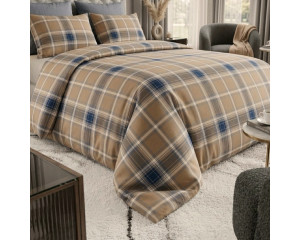 Ранфорс шотландка сине-бежевая