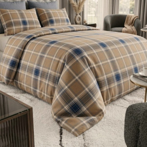 Ранфорс шотландка сине-бежевая