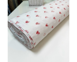 Ранфорс сердечки красные на белом F