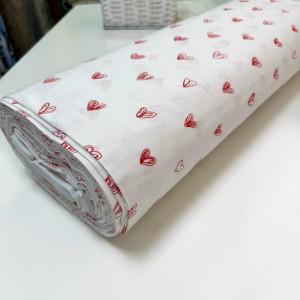 Ранфорс сердечки красные на белом F