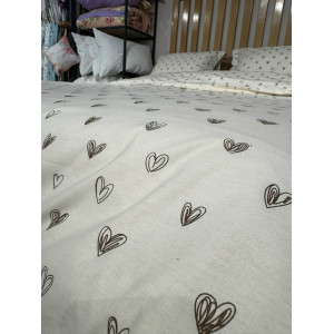 Ранфорс сердечки черные на кремовом F