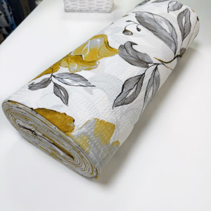 Ранфорс жатый маки желтые на белом