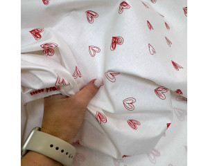 Ранфорс сердечки красные на белом F