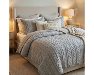 Ранфорс вязаный узор серый