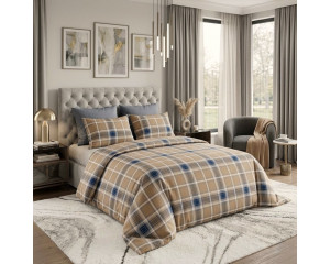 Ранфорс шотландка сине-бежевая