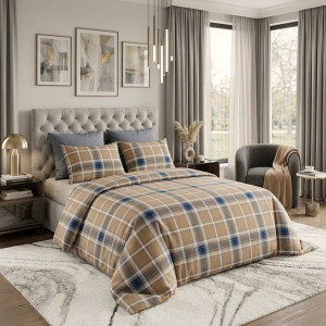 Ранфорс шотландка сине-бежевая