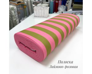 Ранфорс полоска лаймово-розовая 