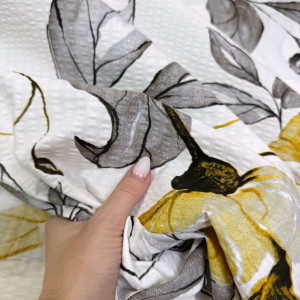 Ранфорс жатый маки желтые на белом