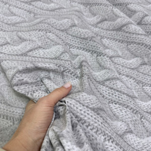 Ранфорс вязаный узор серый