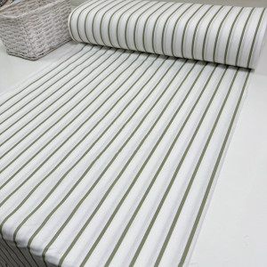 Ранфорс полоска оливковая на белом