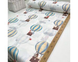 Ранфорс воздушные шары бирюза на белом