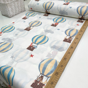 Ранфорс воздушные шары бирюза на белом