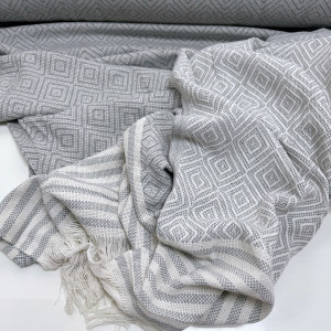 ПЛЕД-ПИКЕ ромбы светло-серые 215*220 см