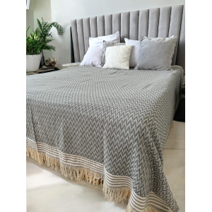 ПЛЕД-ПИКЕ зигзаг крупный графит 220*240 