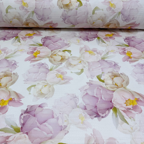 Вафельное полотно цветы 03 шахматное 