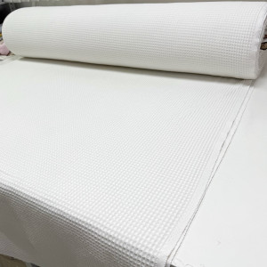 Вафельное полотно клеточка soft молочный